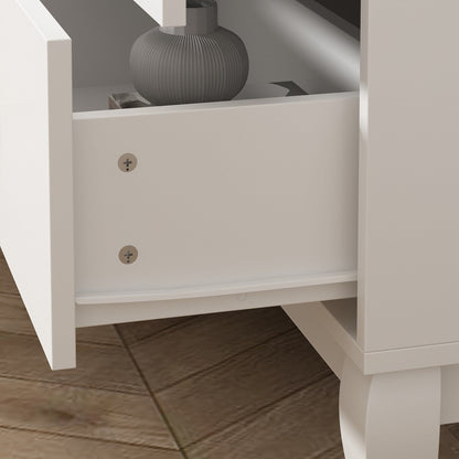 Commode double Timechee à 6 tiroirs, 120 cm de large, pieds en bois massif, finition laquée.