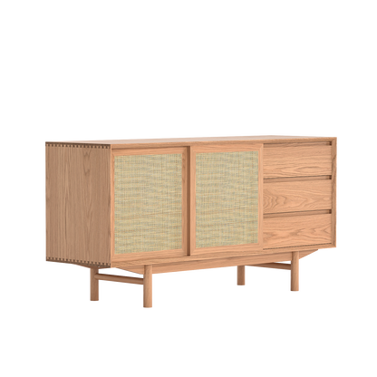 Buffet Torii / Portes et tiroirs en rotin tressé