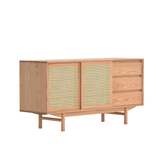 Buffet Torii / Portes et tiroirs en rotin tressé