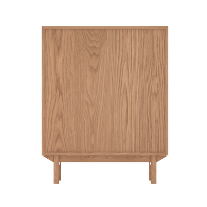 Buffet Torii / Portes en rotin tressé et plateau en verre