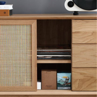 Buffet Torii / Portes et tiroirs en rotin tressé