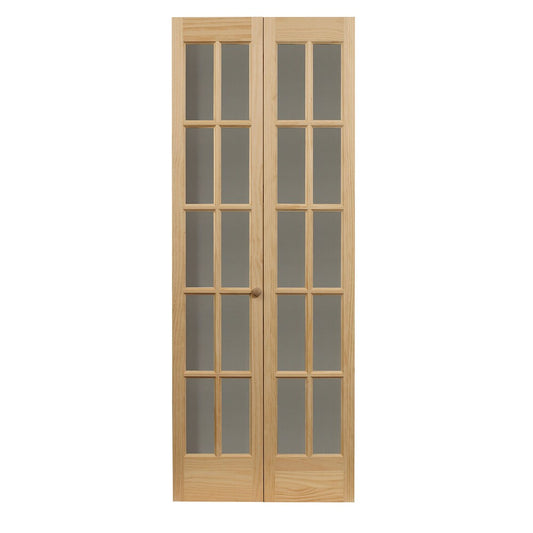 Porte pliante traditionnelle AWC en pin brut à vitrage divisé de 91 cm (36 pouces)