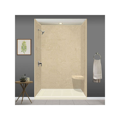 Siège de douche d'angle mural en surface solide Transolid Studio 14 po x 14 po - 14,5 po x 14,25 po x 3 po