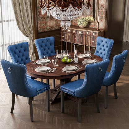 Ensemble de 6 chaises de salle à manger capitonnées en velours avec pieds en bois massif