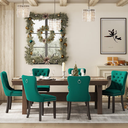 Ensemble de 6 chaises de salle à manger capitonnées en velours avec pieds en bois massif