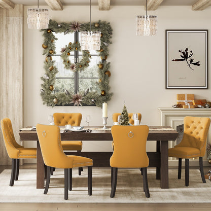 Ensemble de 6 chaises de salle à manger capitonnées en velours avec pieds en bois massif