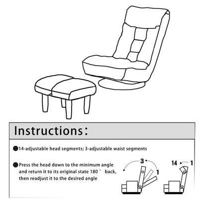 Ensemble fauteuil inclinable rembourré sans accoudoirs avec repose-pieds et appui-tête réglable