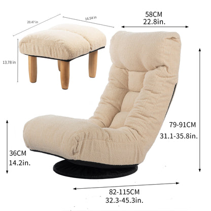 Ensemble fauteuil inclinable rembourré sans accoudoirs avec repose-pieds et appui-tête réglable