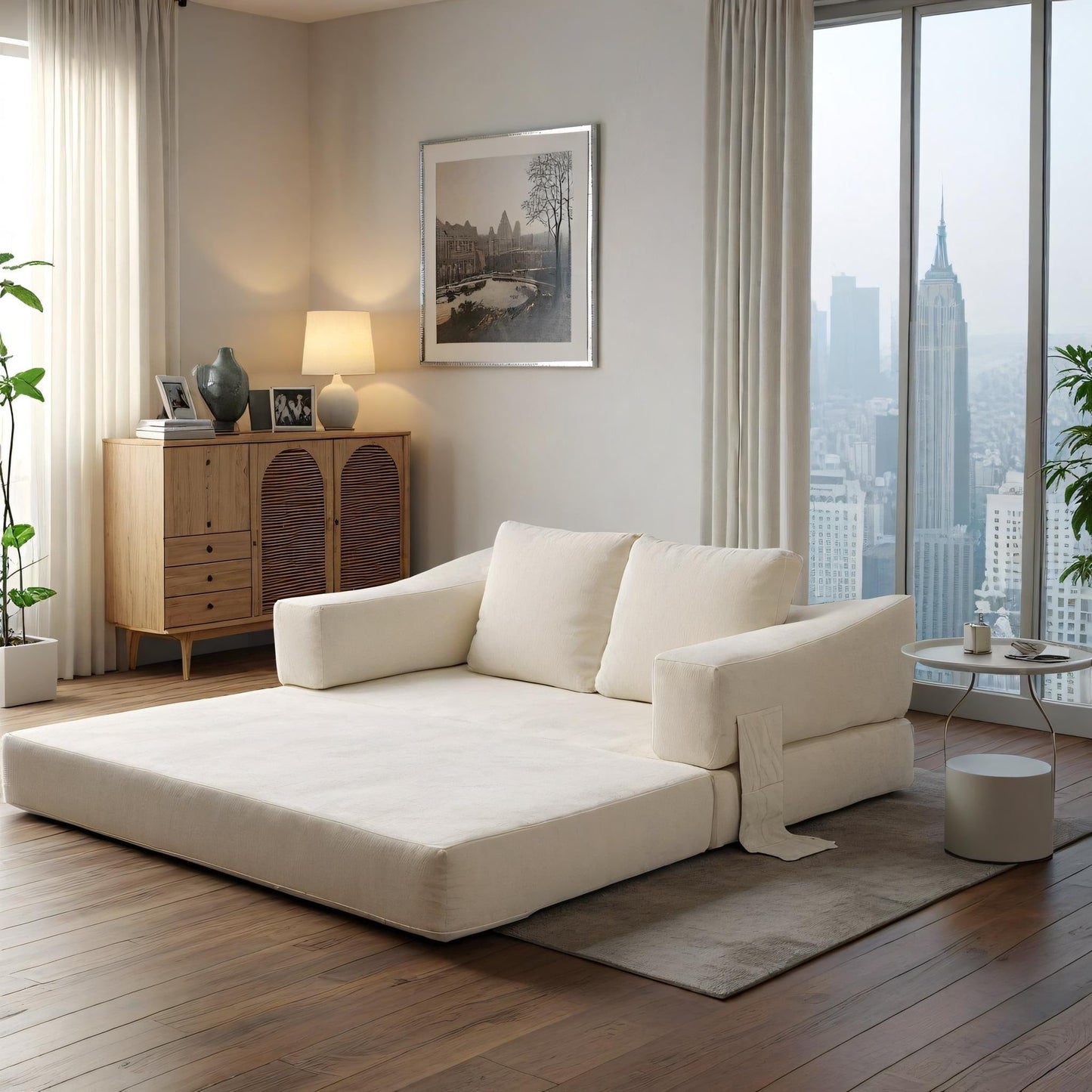 Canapé-lit convertible rembourré 70,87, fauteuil convertible, canapé de sol confortable pour salon, chambre, tissu chenille