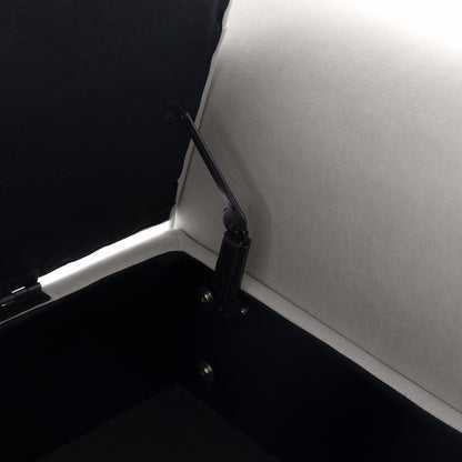 Banc de rangement rembourré avec accoudoirs et dossier capitonné rabattable, 128 cm (50,4 pouces).