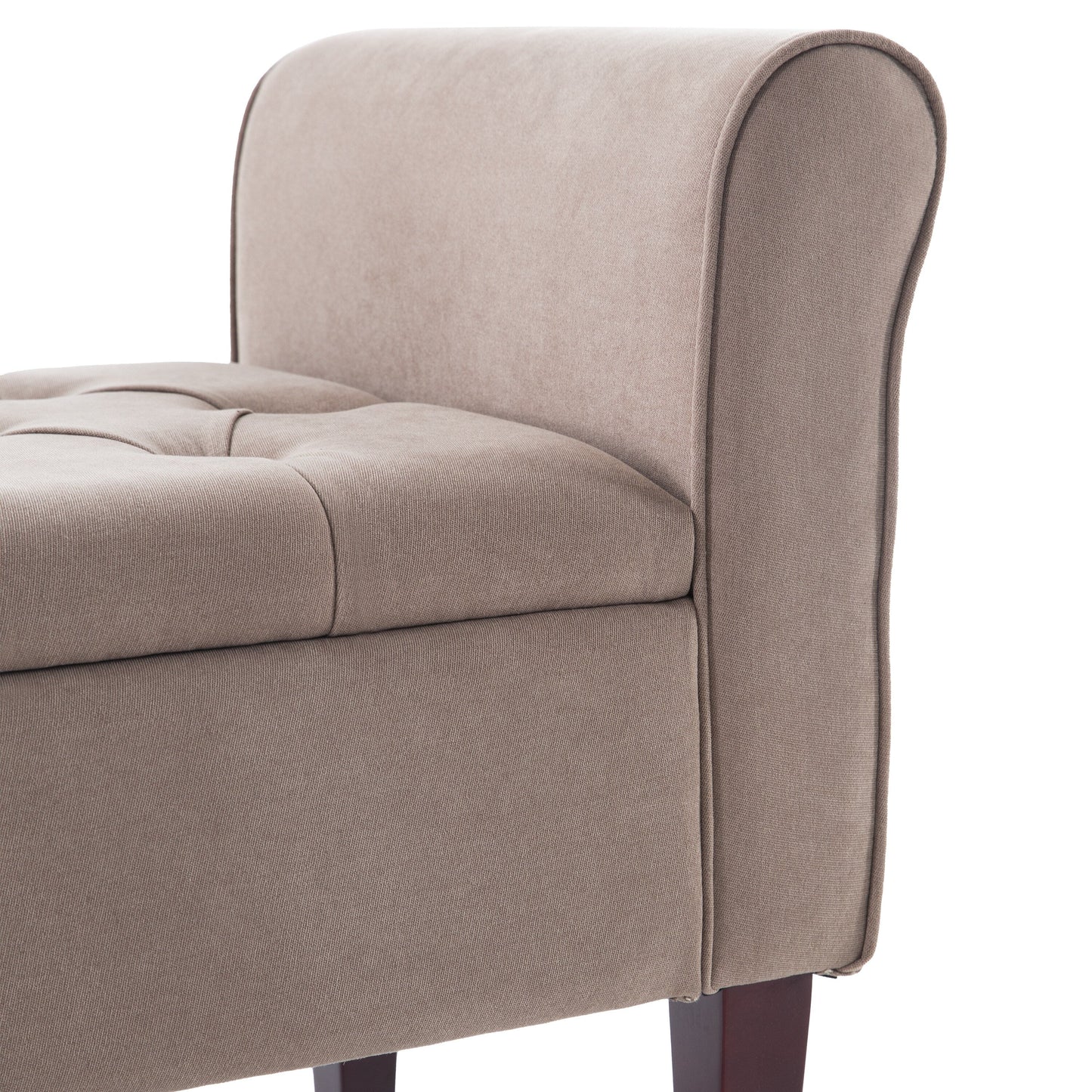 Banc de rangement rembourré avec accoudoirs et dossier capitonné rabattable, 128 cm (50,4 pouces).