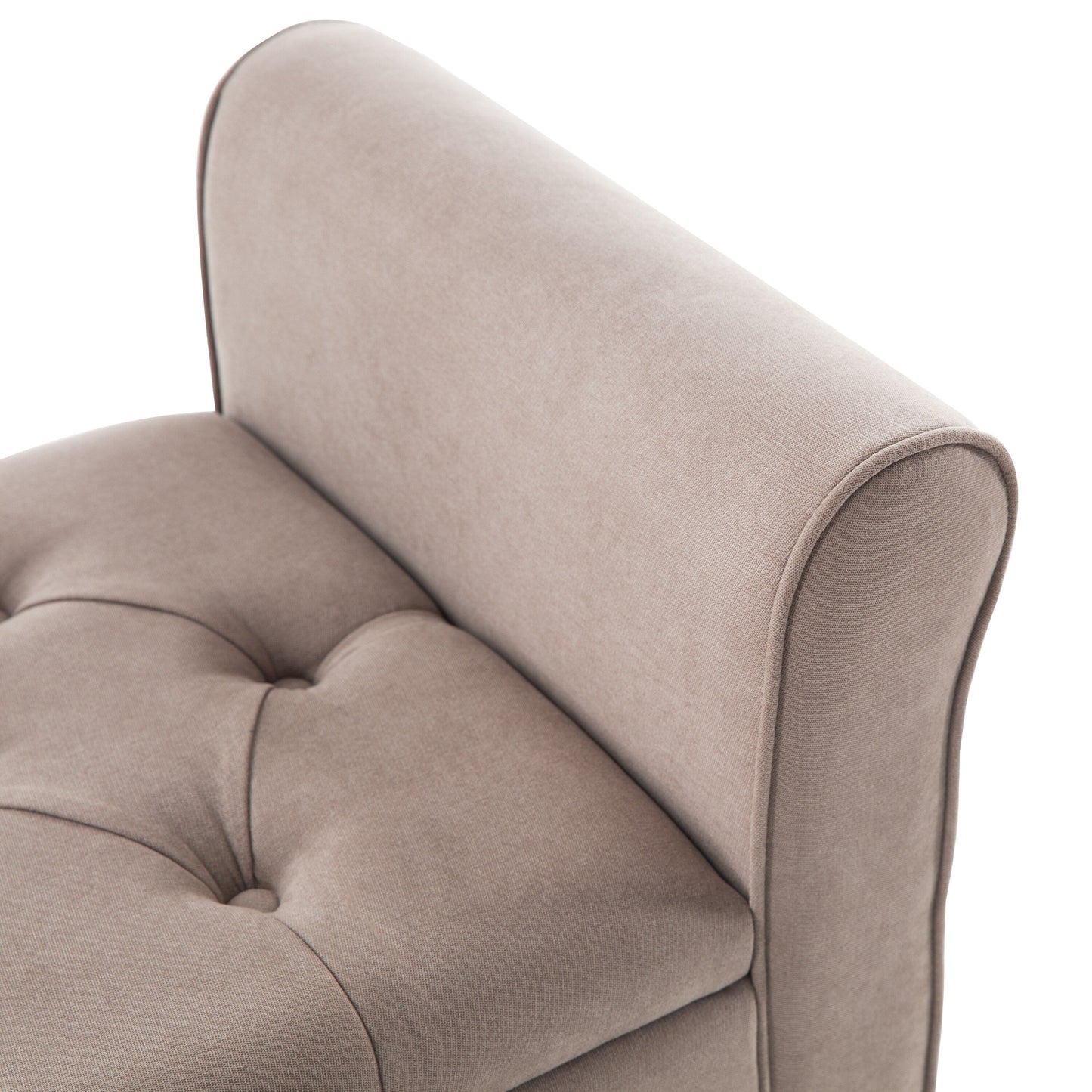 Banc de rangement rembourré avec accoudoirs et dossier capitonné rabattable, 128 cm (50,4 pouces).