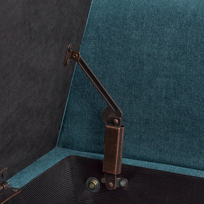 Banc de rangement rembourré avec accoudoirs et dossier capitonné rabattable, 128 cm (50,4 pouces).