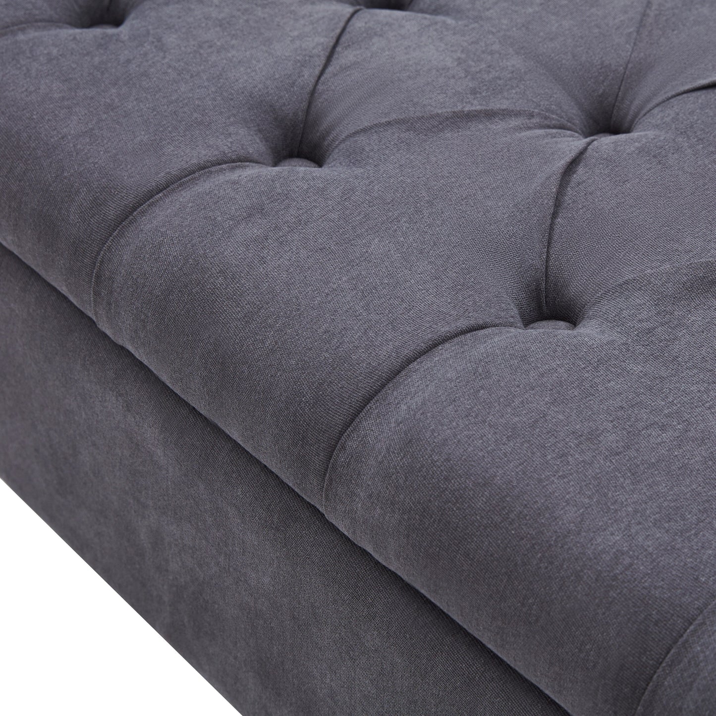 Banc de rangement rembourré avec accoudoirs et dossier capitonné rabattable, 128 cm (50,4 pouces).