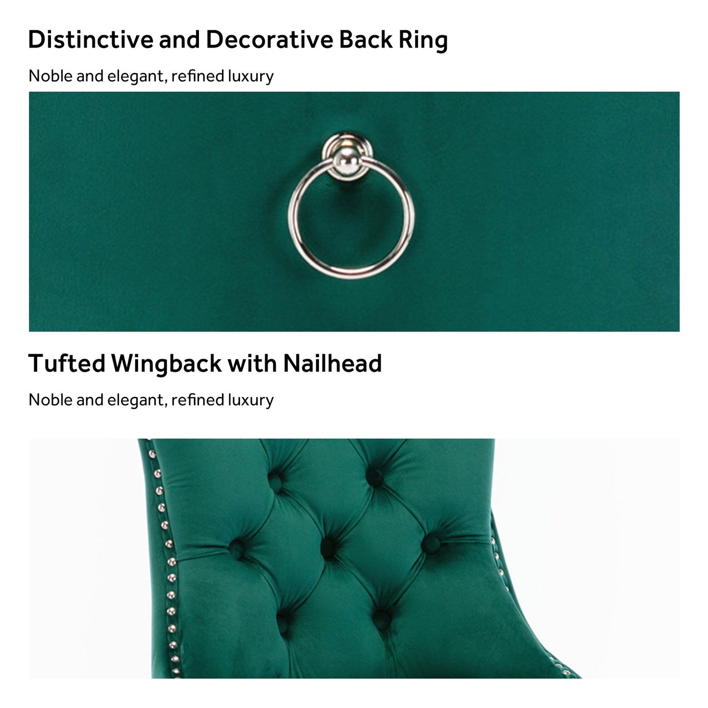 Ensemble de 6 chaises de salle à manger capitonnées en velours avec pieds en bois massif