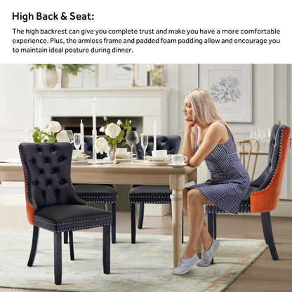 Ensemble de 6 chaises de salle à manger capitonnées en velours avec pieds en bois massif