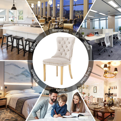 Ensemble de 6 chaises de salle à manger capitonnées en velours avec pieds en bois massif