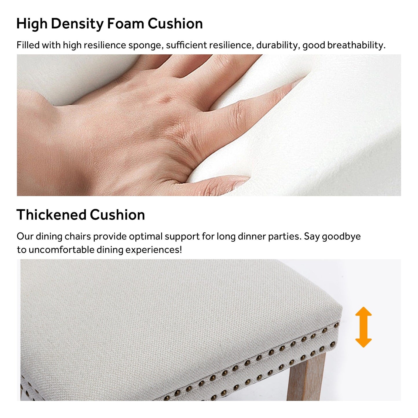 Ensemble de 6 chaises de salle à manger capitonnées en velours avec pieds en bois massif