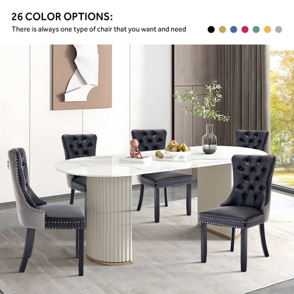 Ensemble de 6 chaises de salle à manger capitonnées en velours avec pieds en bois massif