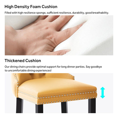 Ensemble de 6 chaises de salle à manger capitonnées en velours avec pieds en bois massif