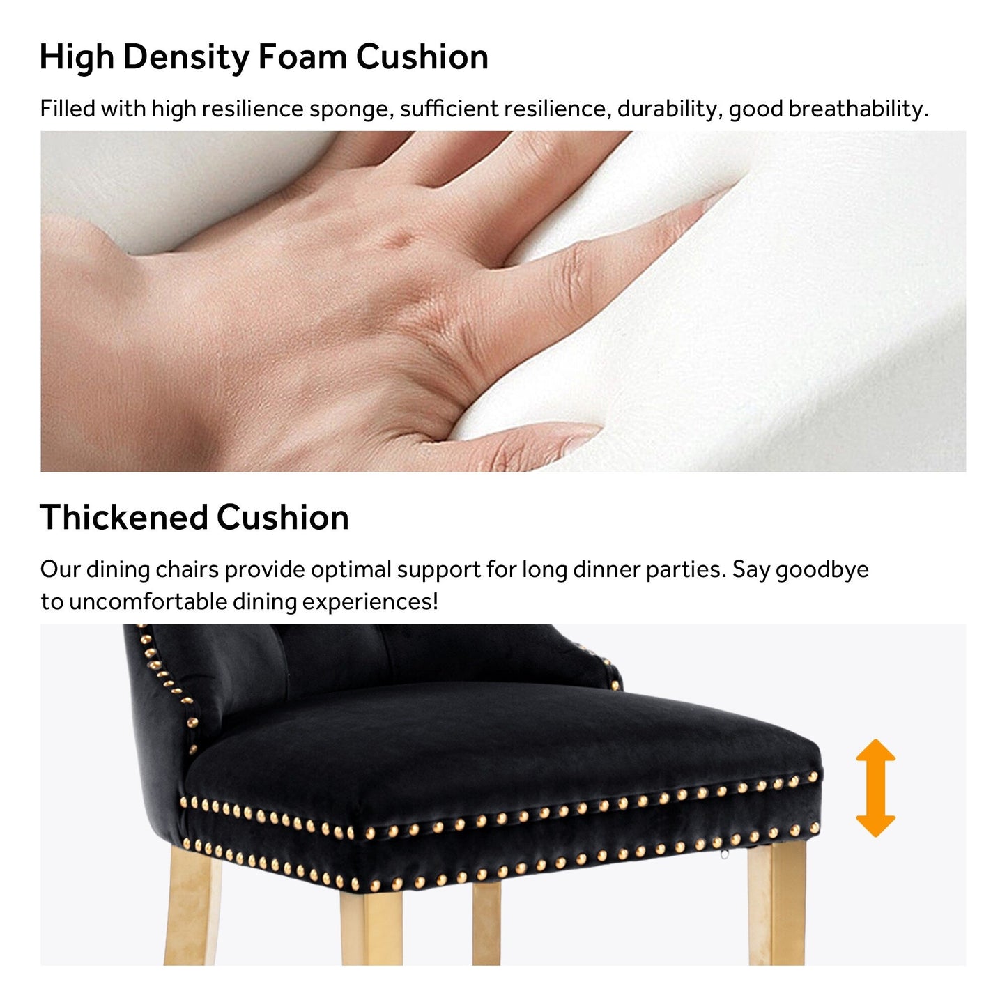 Ensemble de 6 chaises de salle à manger capitonnées en velours avec pieds en bois massif