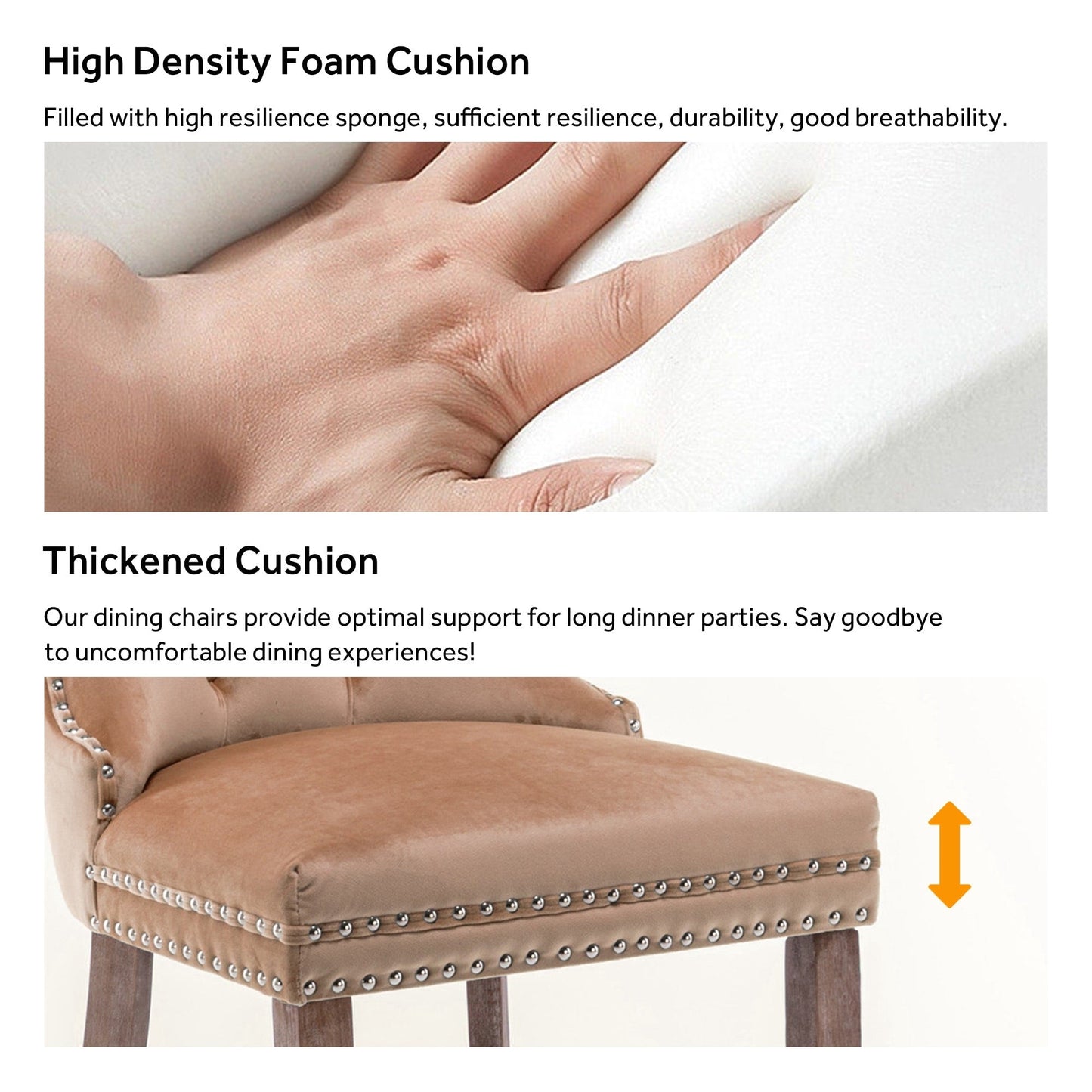 Ensemble de 6 chaises de salle à manger capitonnées en velours avec pieds en bois massif