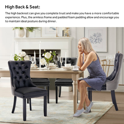 Ensemble de 6 chaises de salle à manger capitonnées en velours avec pieds en bois massif