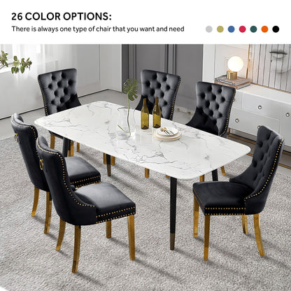 Ensemble de 6 chaises de salle à manger capitonnées en velours avec pieds en bois massif