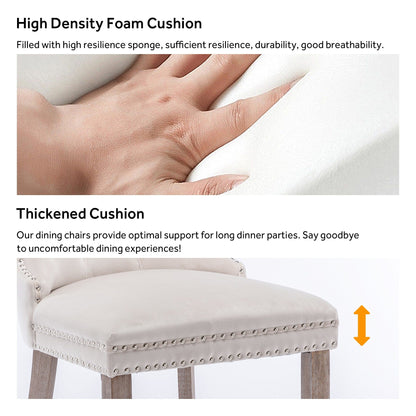 Ensemble de 6 chaises de salle à manger capitonnées en velours avec pieds en bois massif