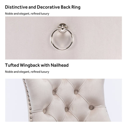 Ensemble de 6 chaises de salle à manger capitonnées en velours avec pieds en bois massif