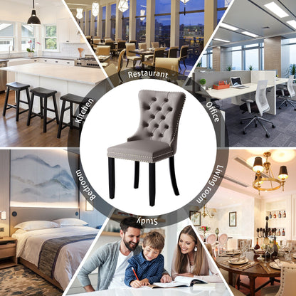 Ensemble de 6 chaises de salle à manger capitonnées en velours avec pieds en bois massif