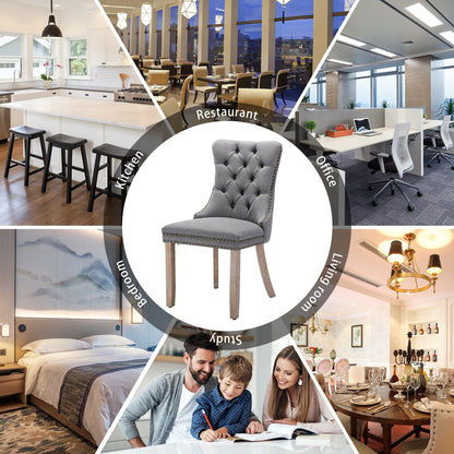 Ensemble de 6 chaises de salle à manger capitonnées en velours avec pieds en bois massif