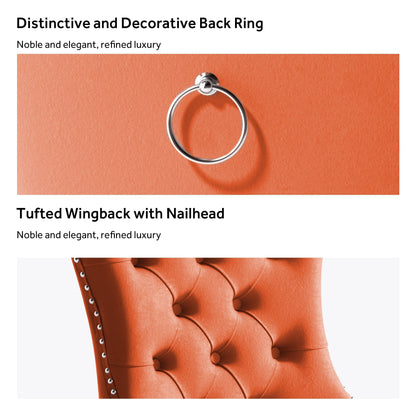 Ensemble de 6 chaises de salle à manger capitonnées en velours avec pieds en bois massif