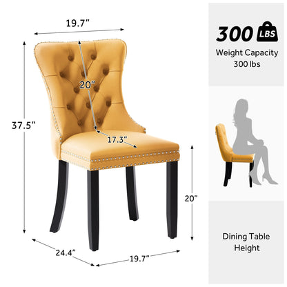 Ensemble de 6 chaises de salle à manger capitonnées en velours avec pieds en bois massif