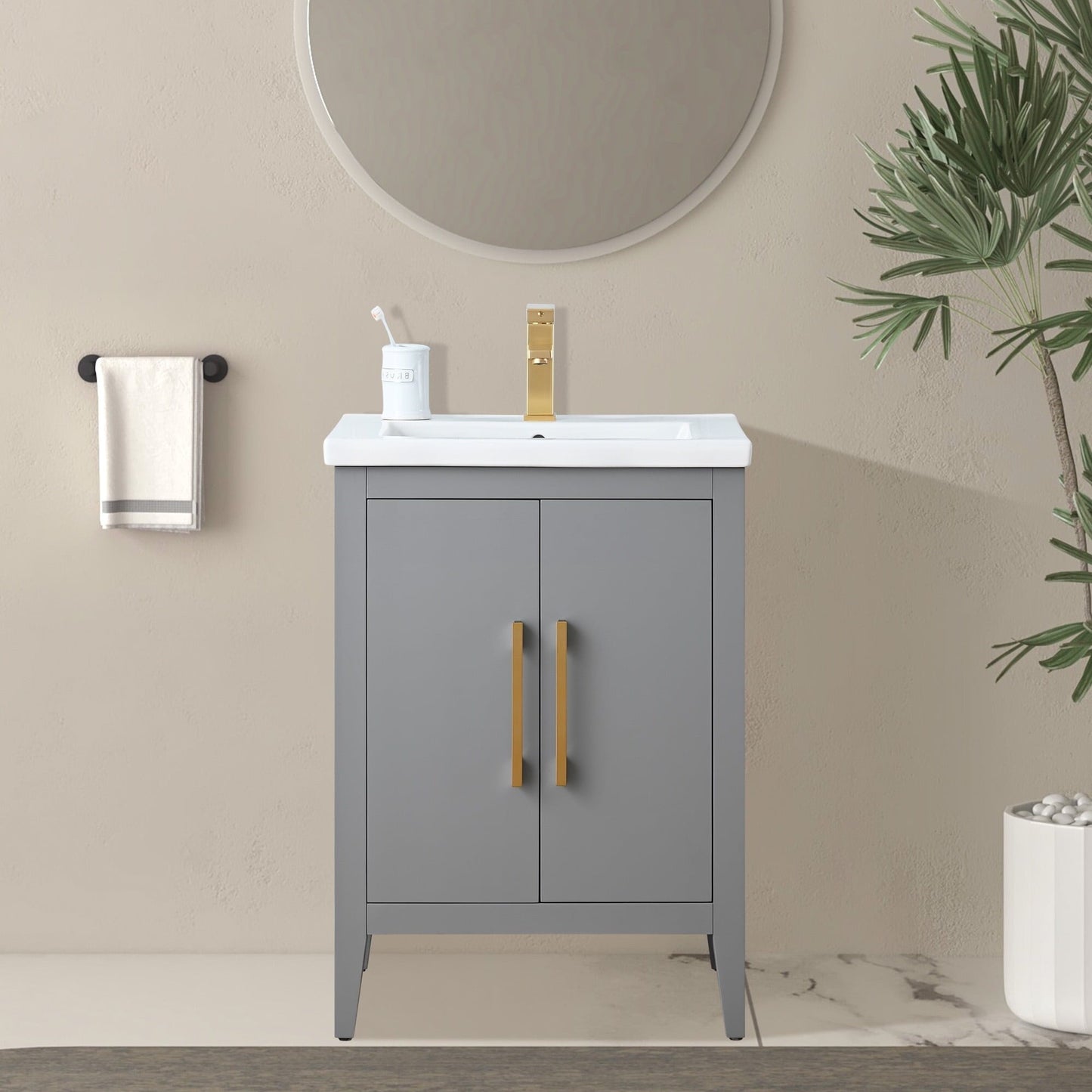 Meuble-lavabo simple vasque Vanity Art 20, 24 ou 30 pouces avec plan de travail en céramique