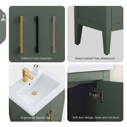 Meuble-lavabo simple vasque Vanity Art 20, 24 ou 30 pouces avec plan de travail en céramique