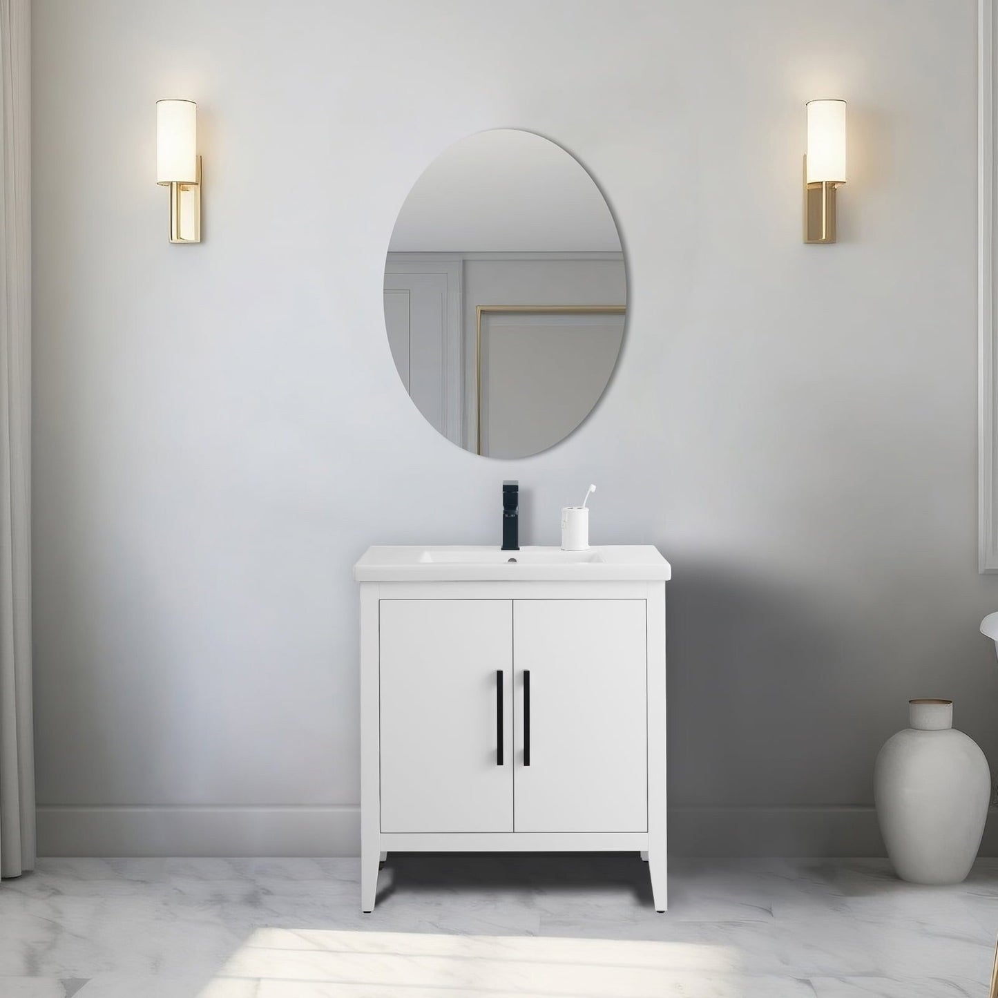 Meuble-lavabo simple vasque Vanity Art 20, 24 ou 30 pouces avec plan de travail en céramique