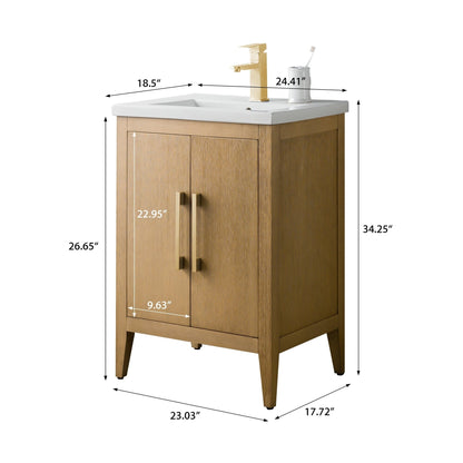 Meuble-lavabo simple vasque Vanity Art 20, 24 ou 30 pouces avec plan de travail en céramique