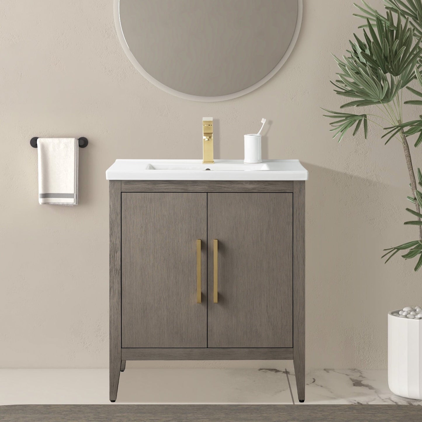 Meuble-lavabo simple vasque Vanity Art 20, 24 ou 30 pouces avec plan de travail en céramique