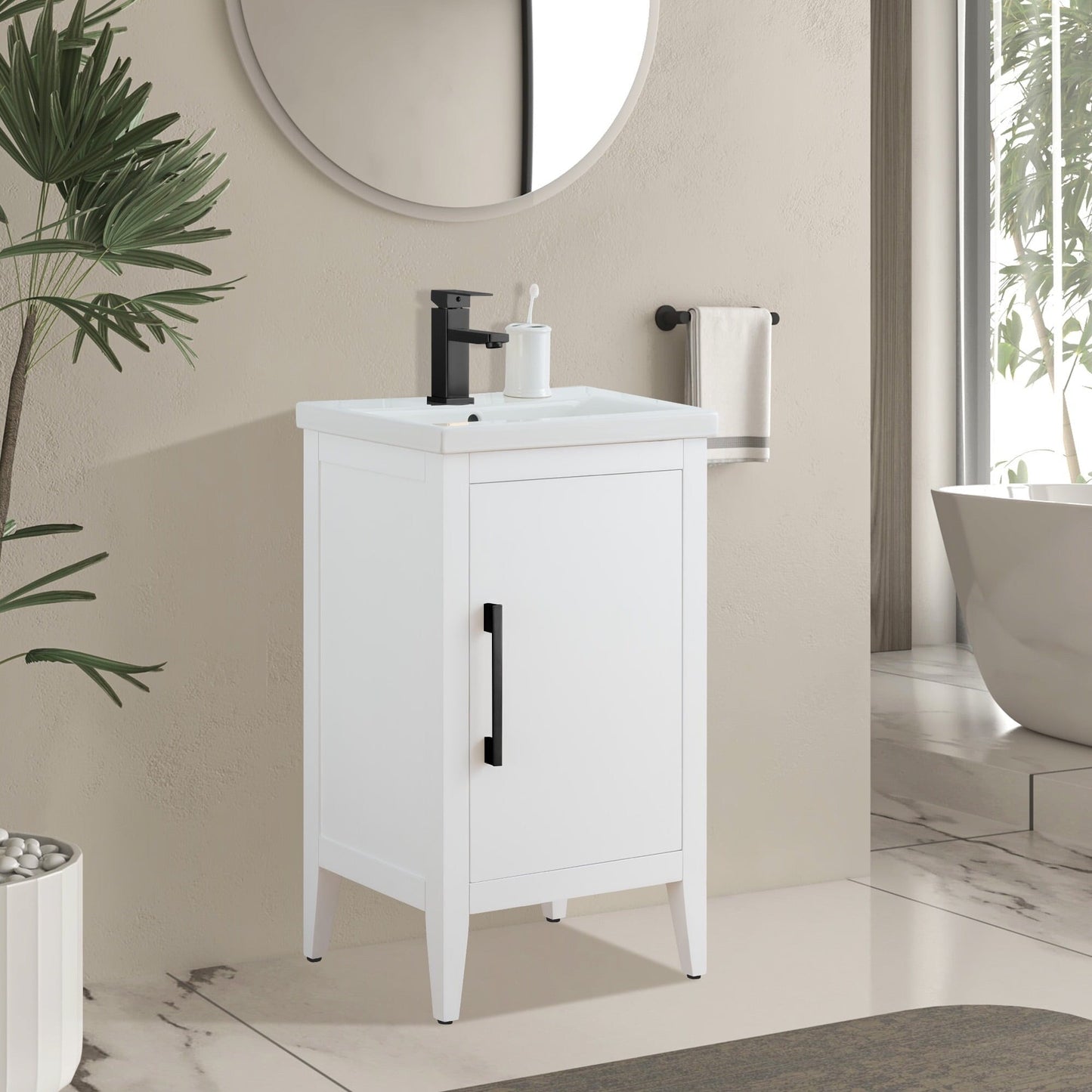 Meuble-lavabo simple vasque Vanity Art 20, 24 ou 30 pouces avec plan de travail en céramique