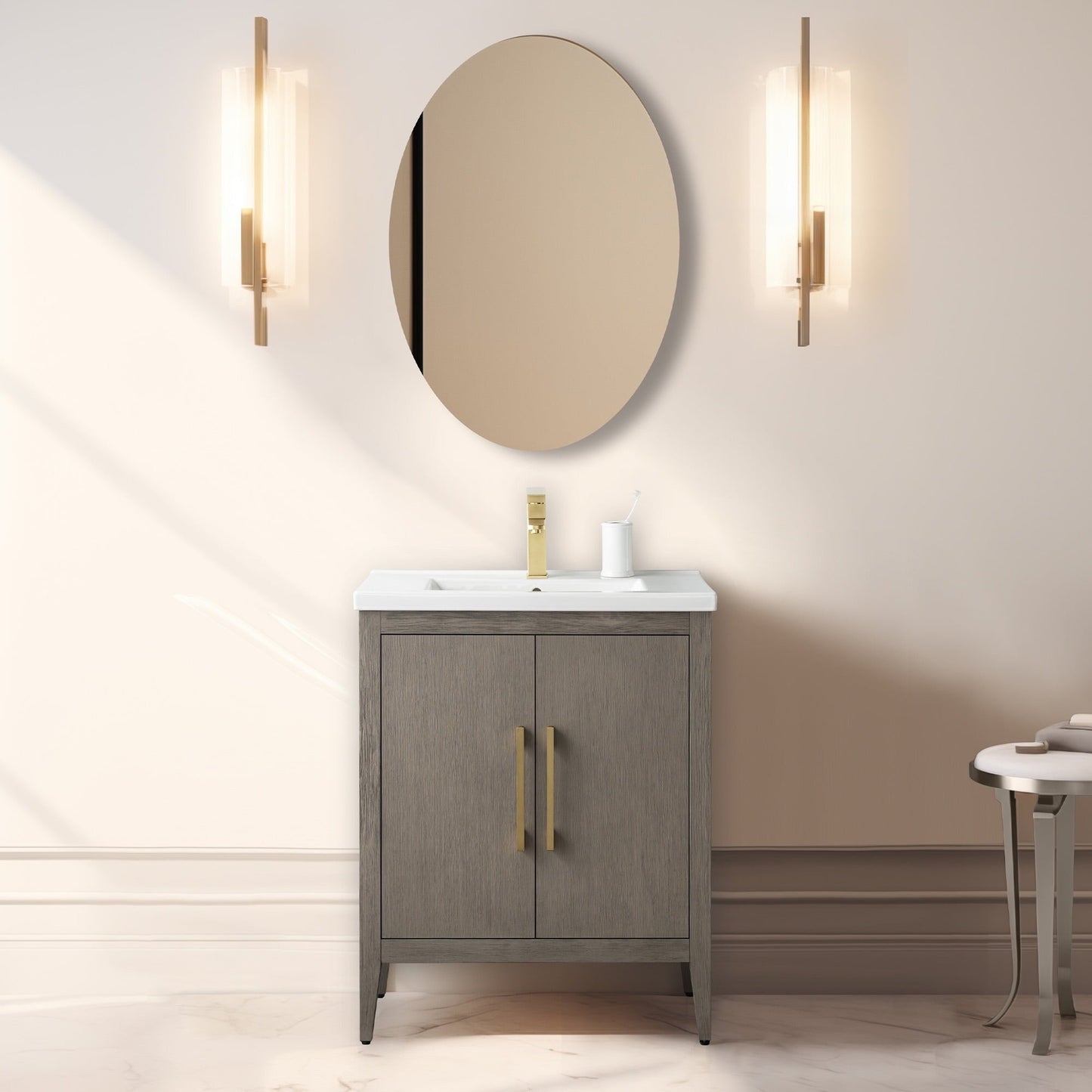 Meuble-lavabo simple vasque Vanity Art 20, 24 ou 30 pouces avec plan de travail en céramique
