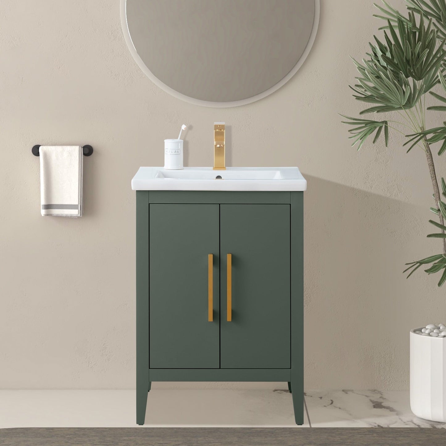 Meuble-lavabo simple vasque Vanity Art 20, 24 ou 30 pouces avec plan de travail en céramique