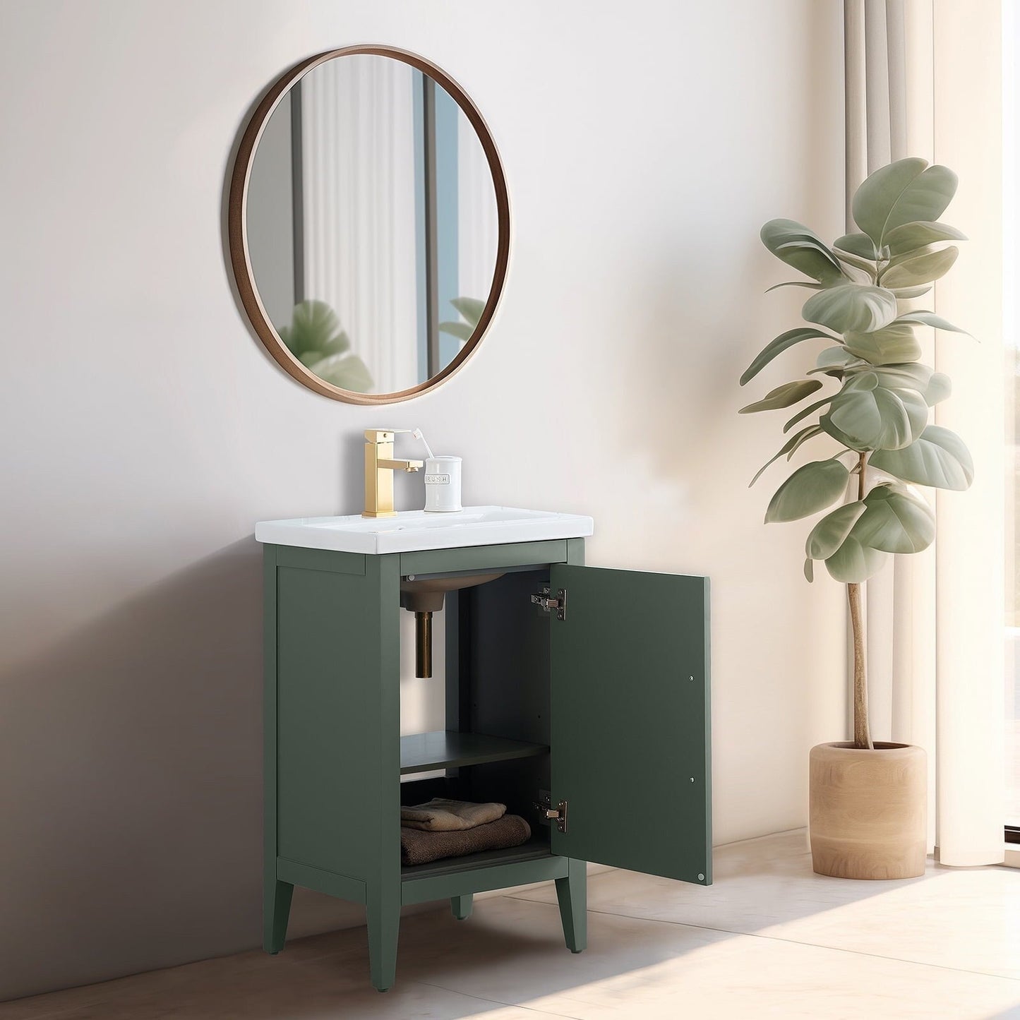 Meuble-lavabo simple vasque Vanity Art 20, 24 ou 30 pouces avec plan de travail en céramique