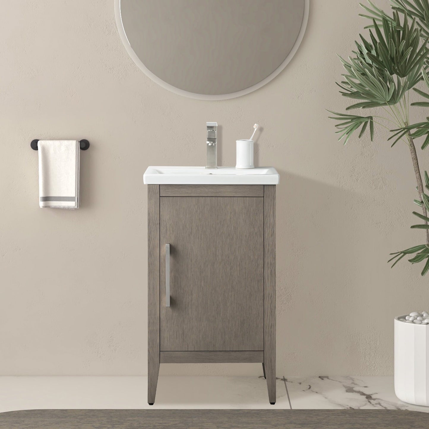 Meuble-lavabo simple vasque Vanity Art 20, 24 ou 30 pouces avec plan de travail en céramique