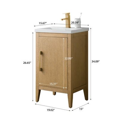 Meuble-lavabo simple vasque Vanity Art 20, 24 ou 30 pouces avec plan de travail en céramique