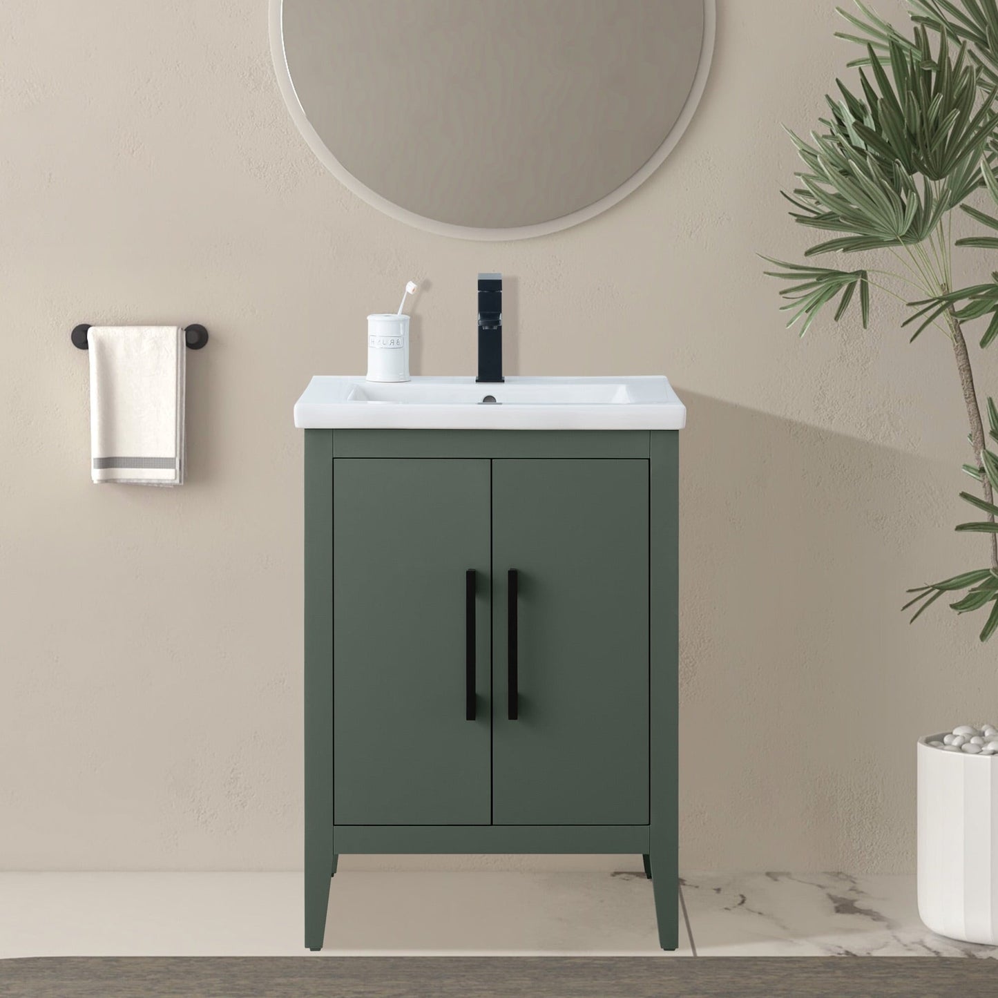 Meuble-lavabo simple vasque Vanity Art 20, 24 ou 30 pouces avec plan de travail en céramique