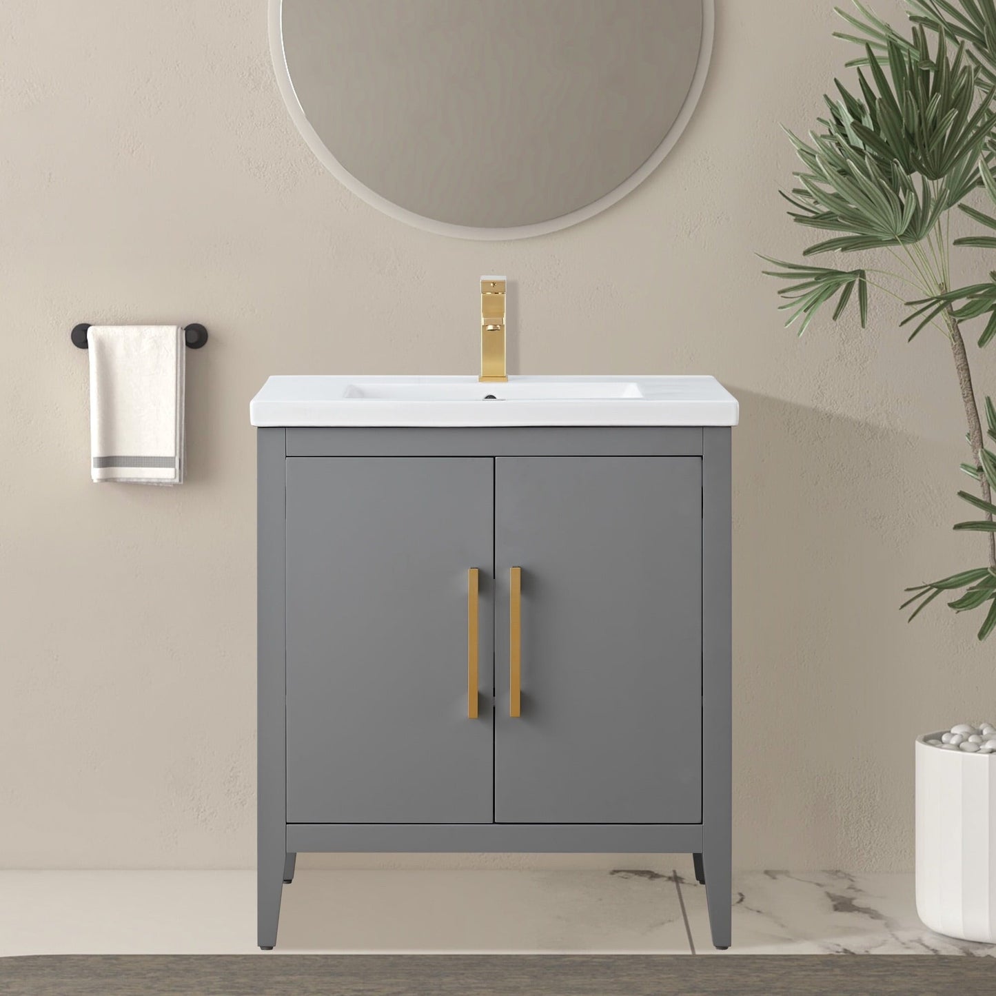 Meuble-lavabo simple vasque Vanity Art 20, 24 ou 30 pouces avec plan de travail en céramique