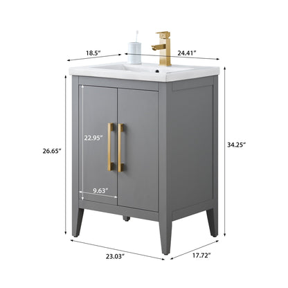 Meuble-lavabo simple vasque Vanity Art 20, 24 ou 30 pouces avec plan de travail en céramique