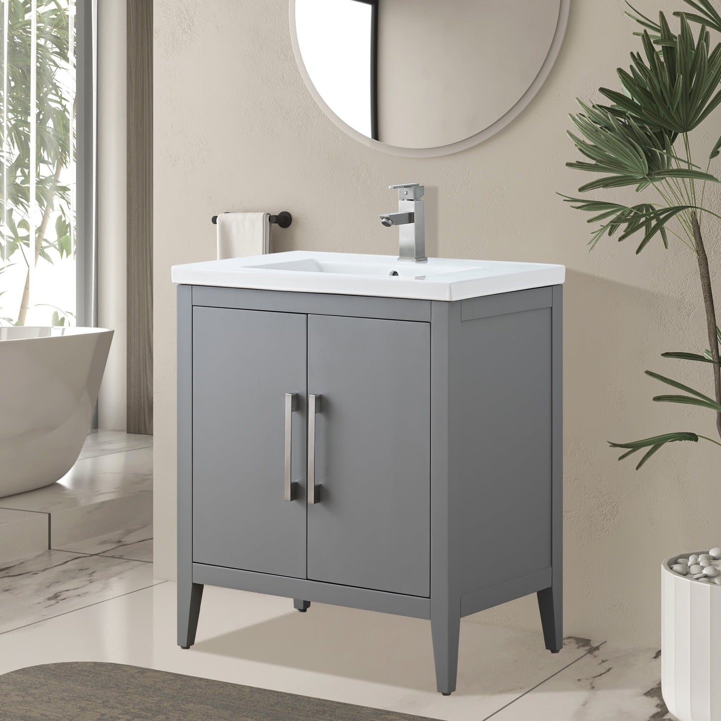 Meuble-lavabo simple vasque Vanity Art 20, 24 ou 30 pouces avec plan de travail en céramique