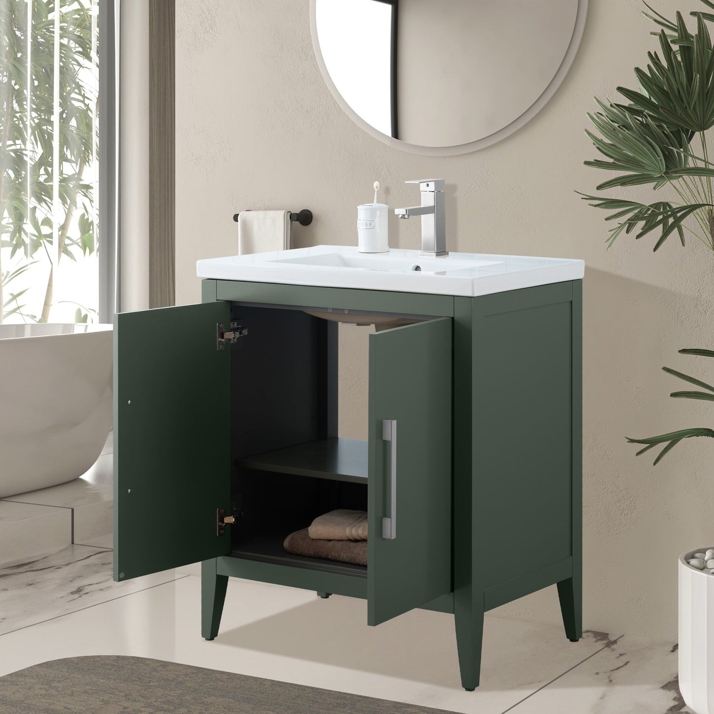 Meuble-lavabo simple vasque Vanity Art 20, 24 ou 30 pouces avec plan de travail en céramique